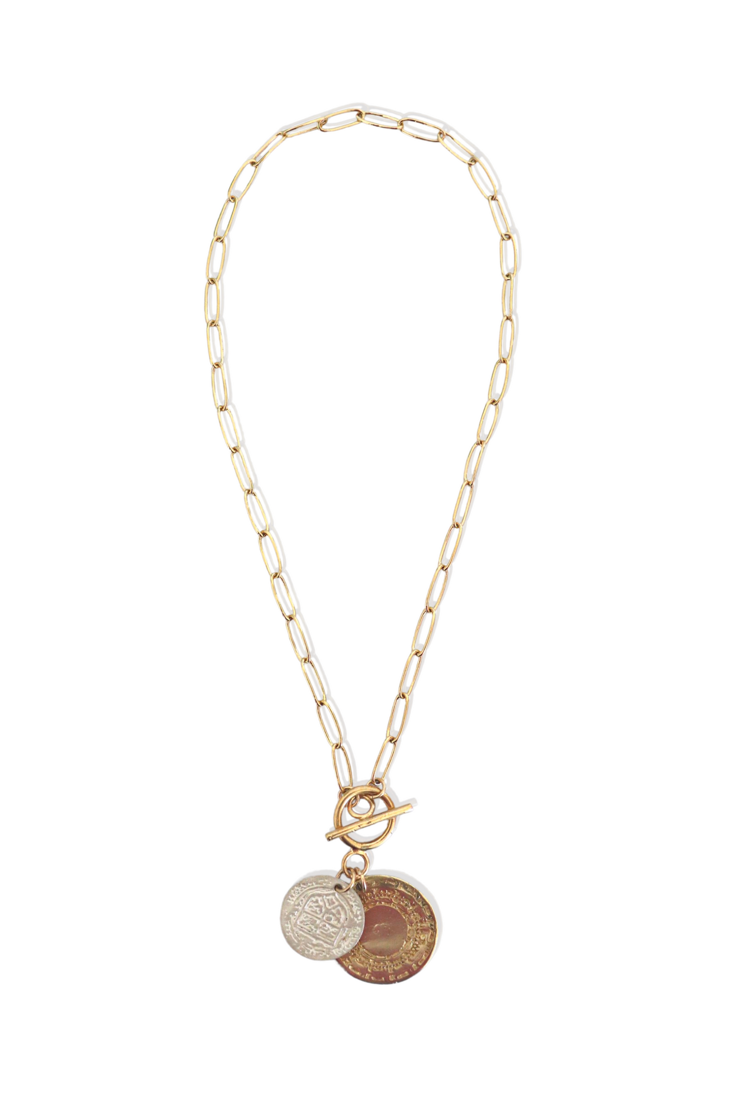 Two-Tone Double Coin Necklace