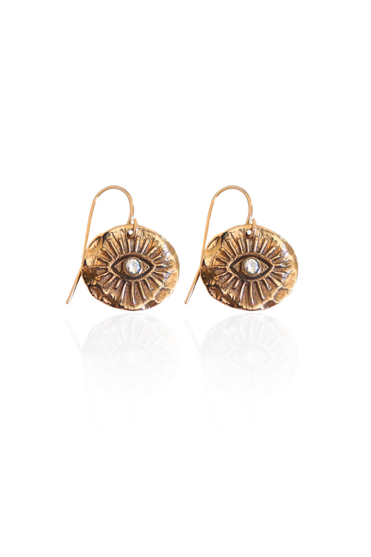 Evil Eye Hammered Drop Earrings