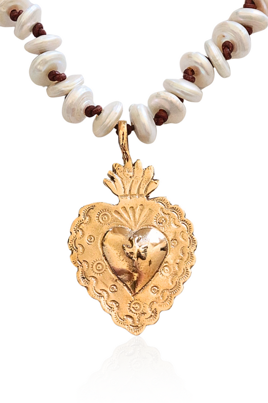 Sacred Heart Pearl Necklace