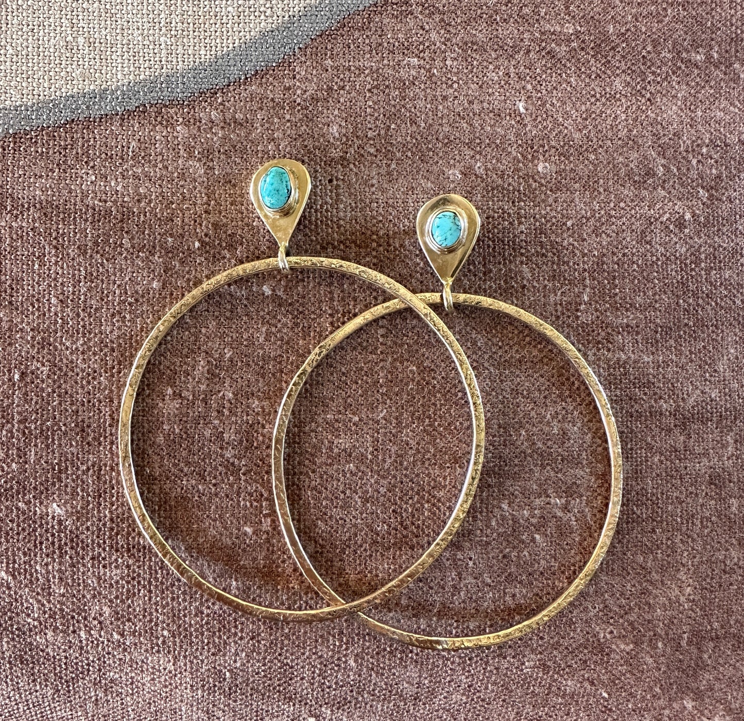 Turquoise Stone Hoop Earrings