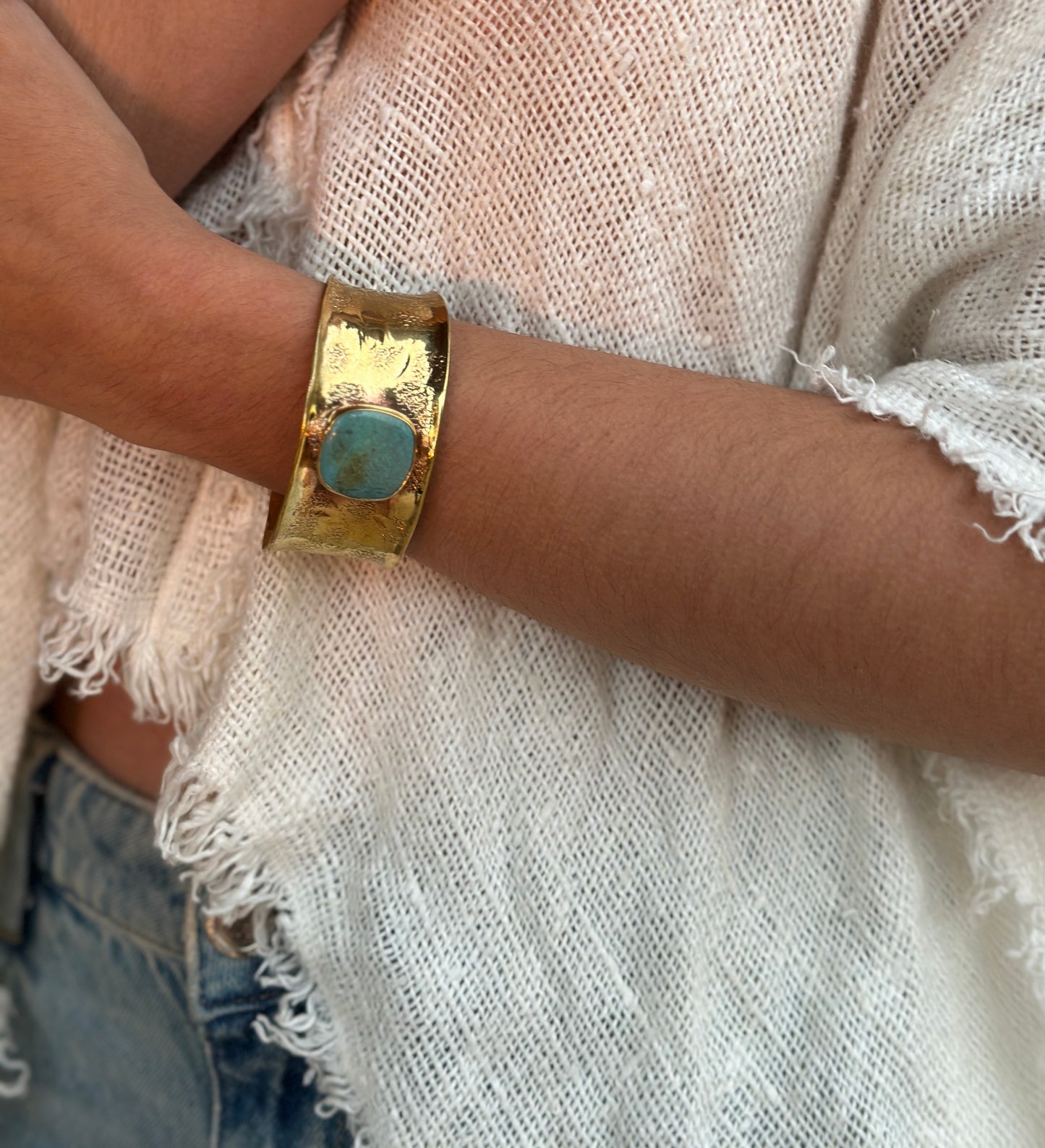 Hammered Turquoise Cuff Bracelet