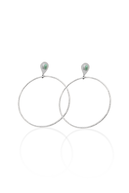 Turquoise Stone Hoop Earrings