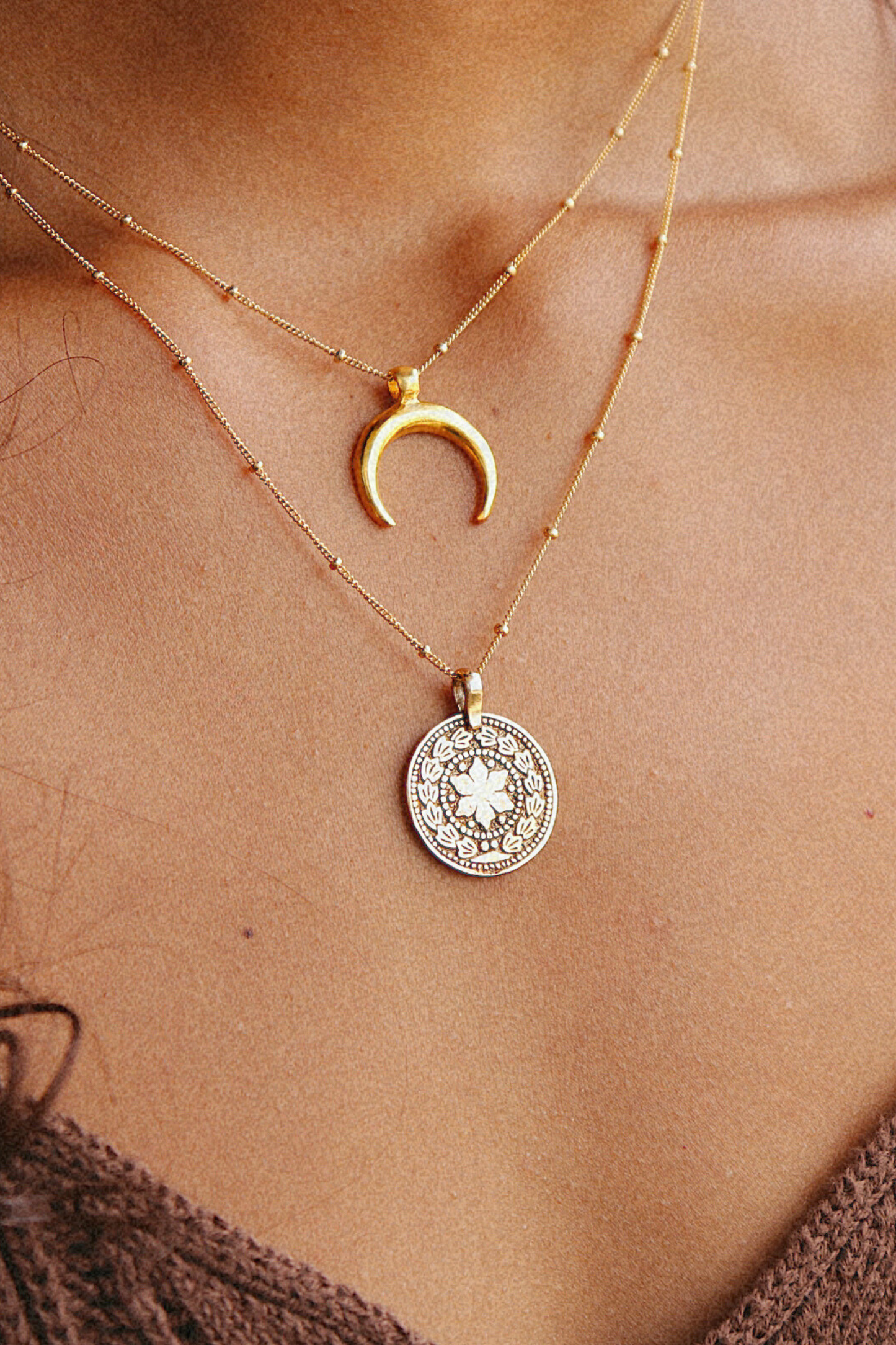 Moon and Sun Coin Necklace