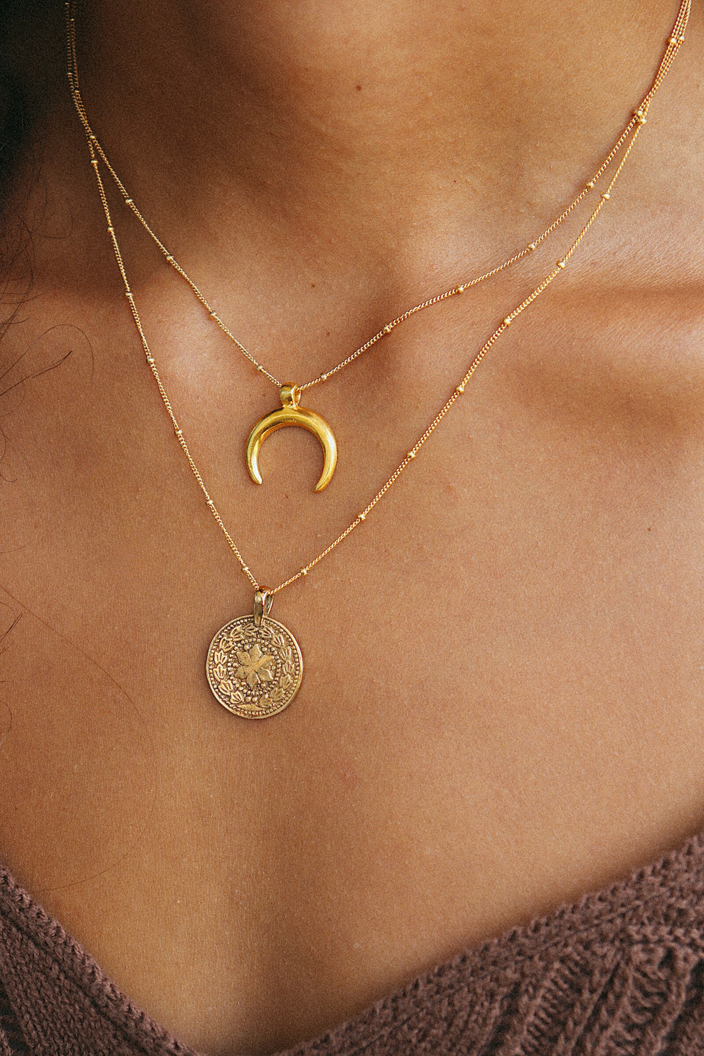 Moon and Sun Coin Necklace