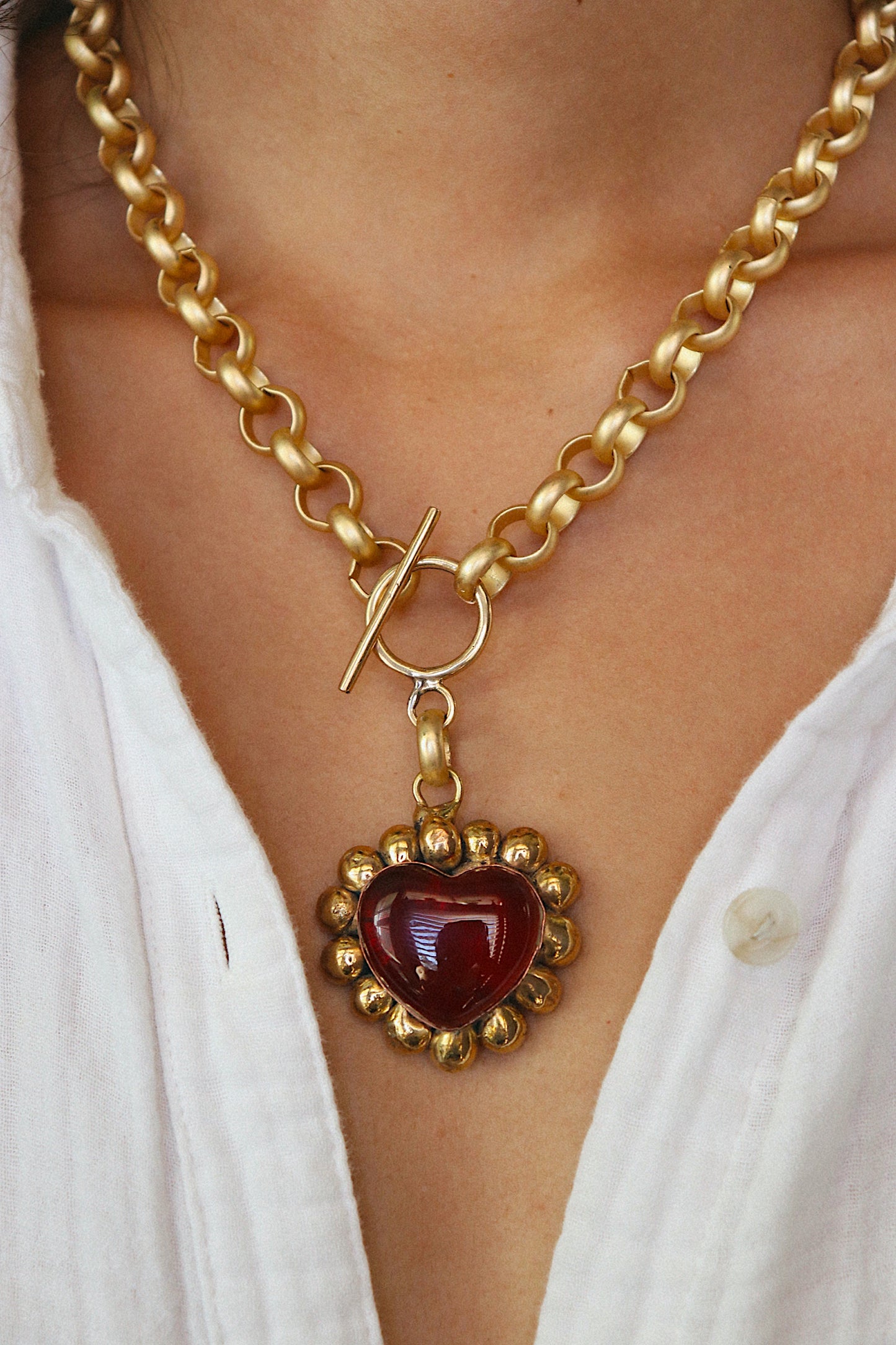 Bold Heart Chain Necklace