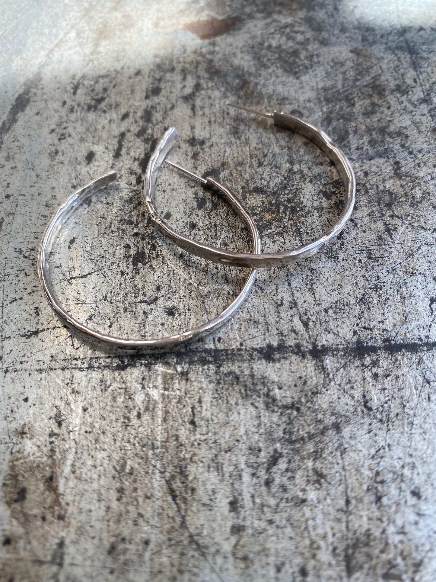 Thin Hammered Hoop Earrings